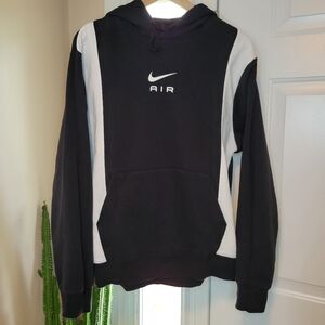 Nike Air‎ Black And White Logo Printed Drawstring Hoodie, Size M